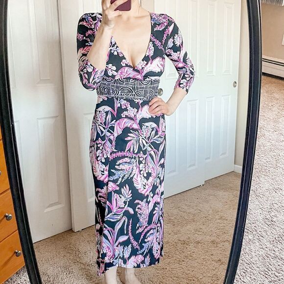 Lilly Pulitzer Fleuris Midi Dress Onyx Wild Within XS - Picture 11 of 11